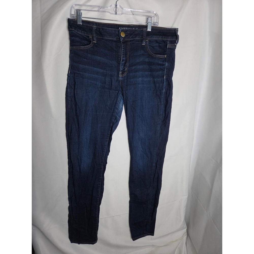 American Eagle Jegging Womens Long Dark Blue Wash Slim Mid Rise Skinny FAIR